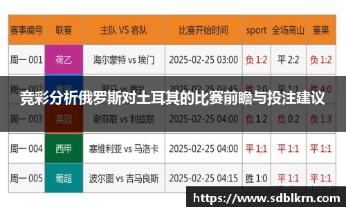 竞彩分析俄罗斯对土耳其的比赛前瞻与投注建议
